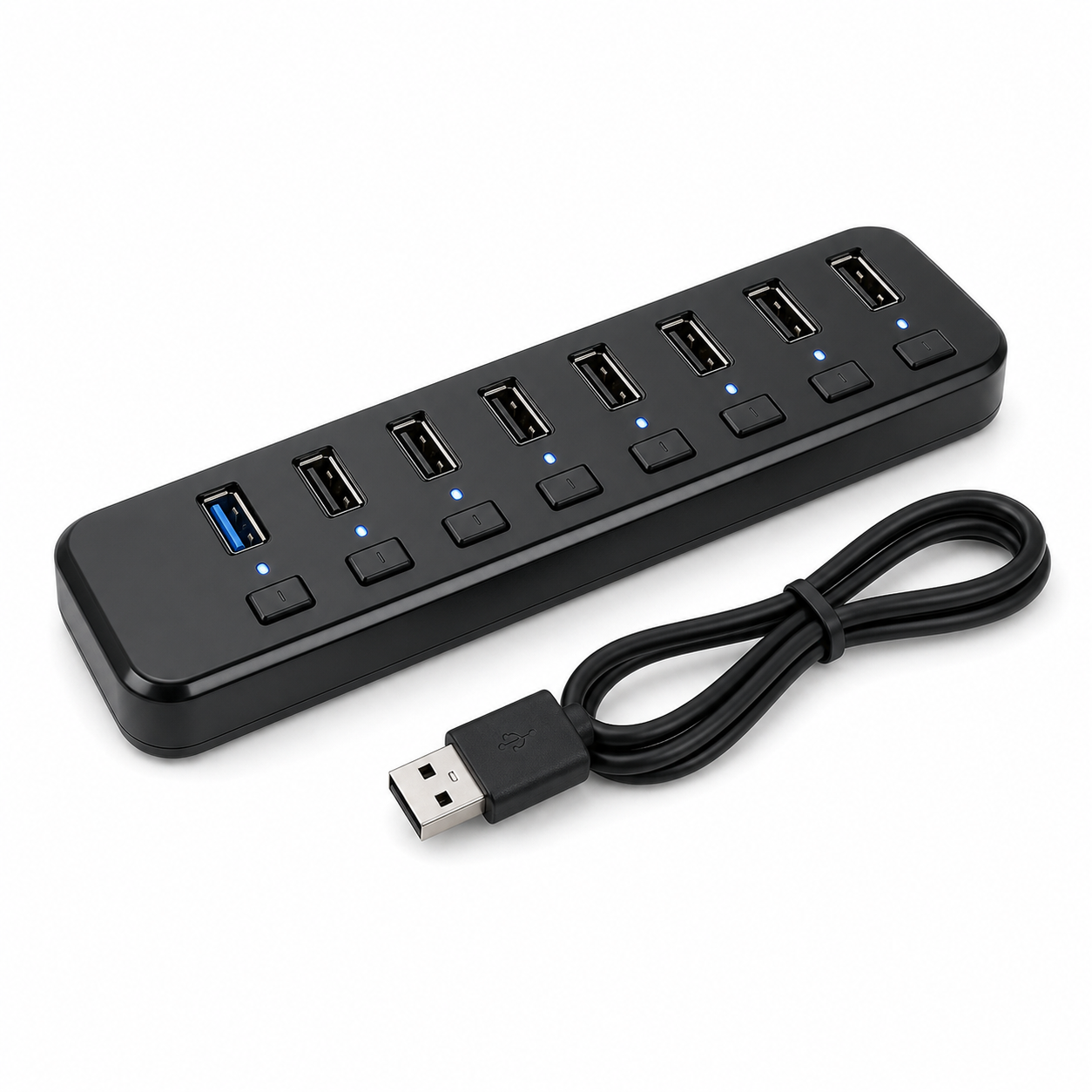 USB 3.0 7-Port Hub with Switches – 1× USB 3.0 + 6× USB 2.0
